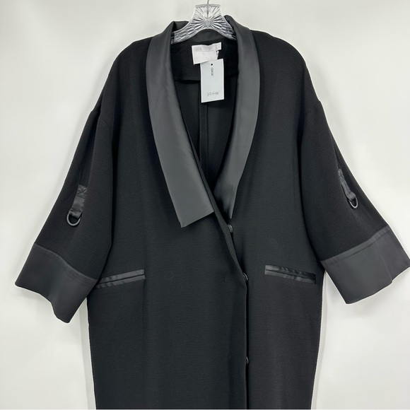 ASOS White Label NWT Tuxedo Style Dress Coat Duster Double Breasted Black Sz 12 - Picture 2 of 7